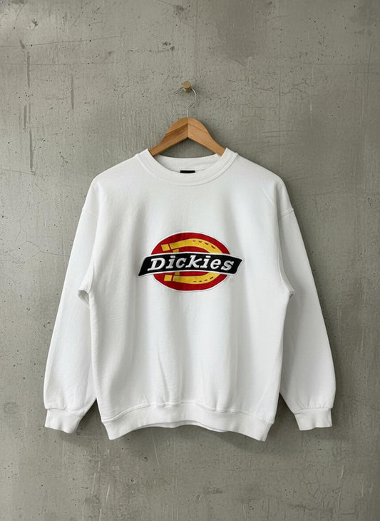 Women’s Dickies Vintage 80's Crew Neck Sweatshirt Top In Off White - Large -3411