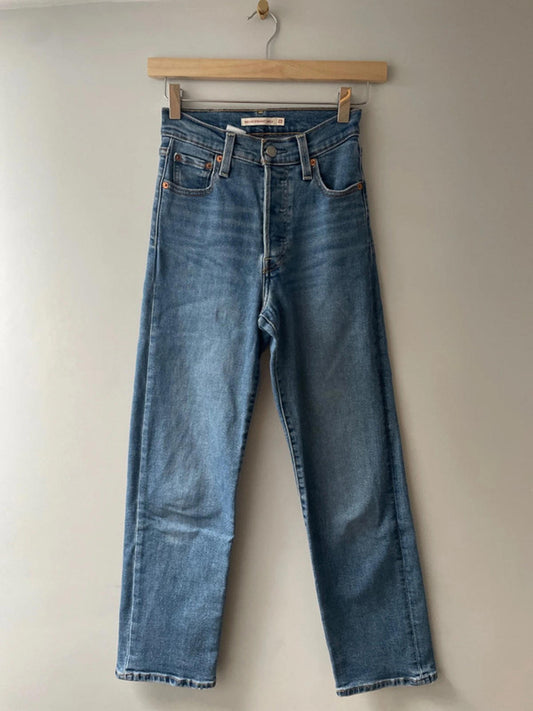 Women’s Levi’s High Waisted Ribcage Straight Fit Jeans In Navy - W23/L27 - 2811
