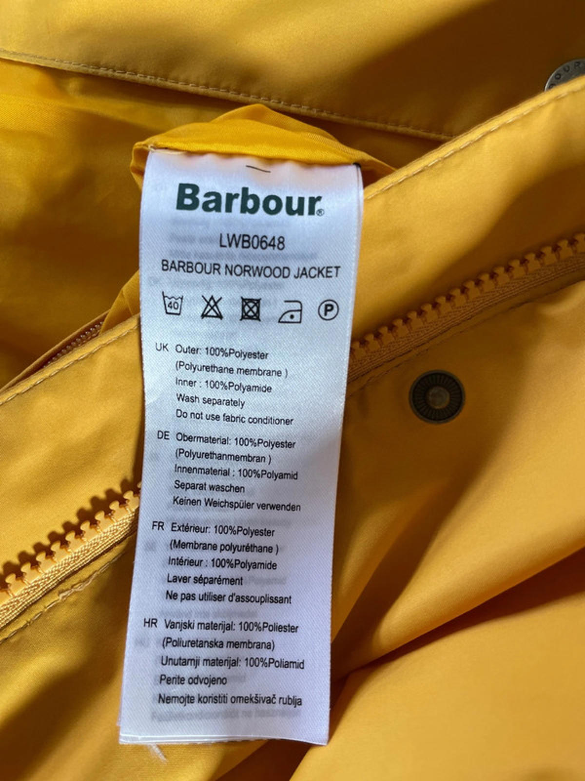 Women’s Barbour Premium Waterproof & Breathable Raincoat in Yellow - UK10 - 2086