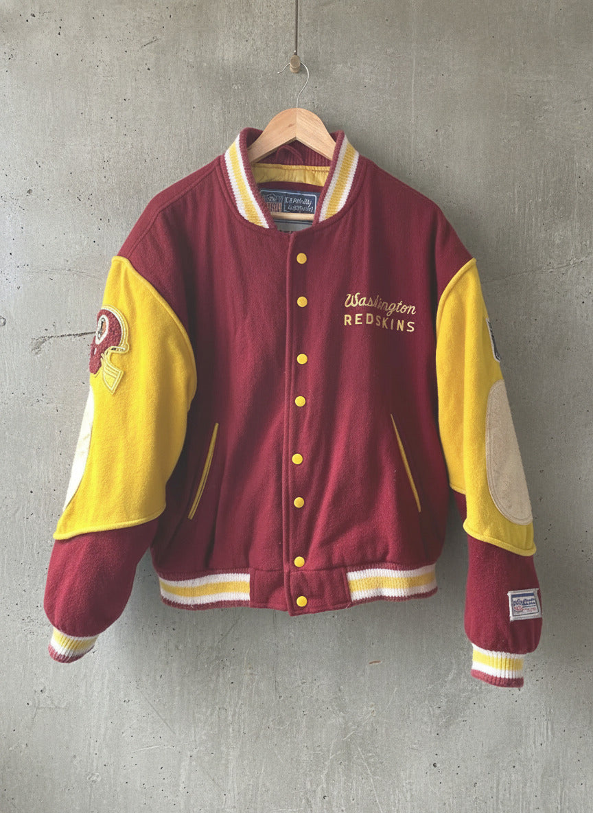 Men’s Washington Redskins Rare Wool Bomber Jacket in Red/Yellow - Medium - 2956