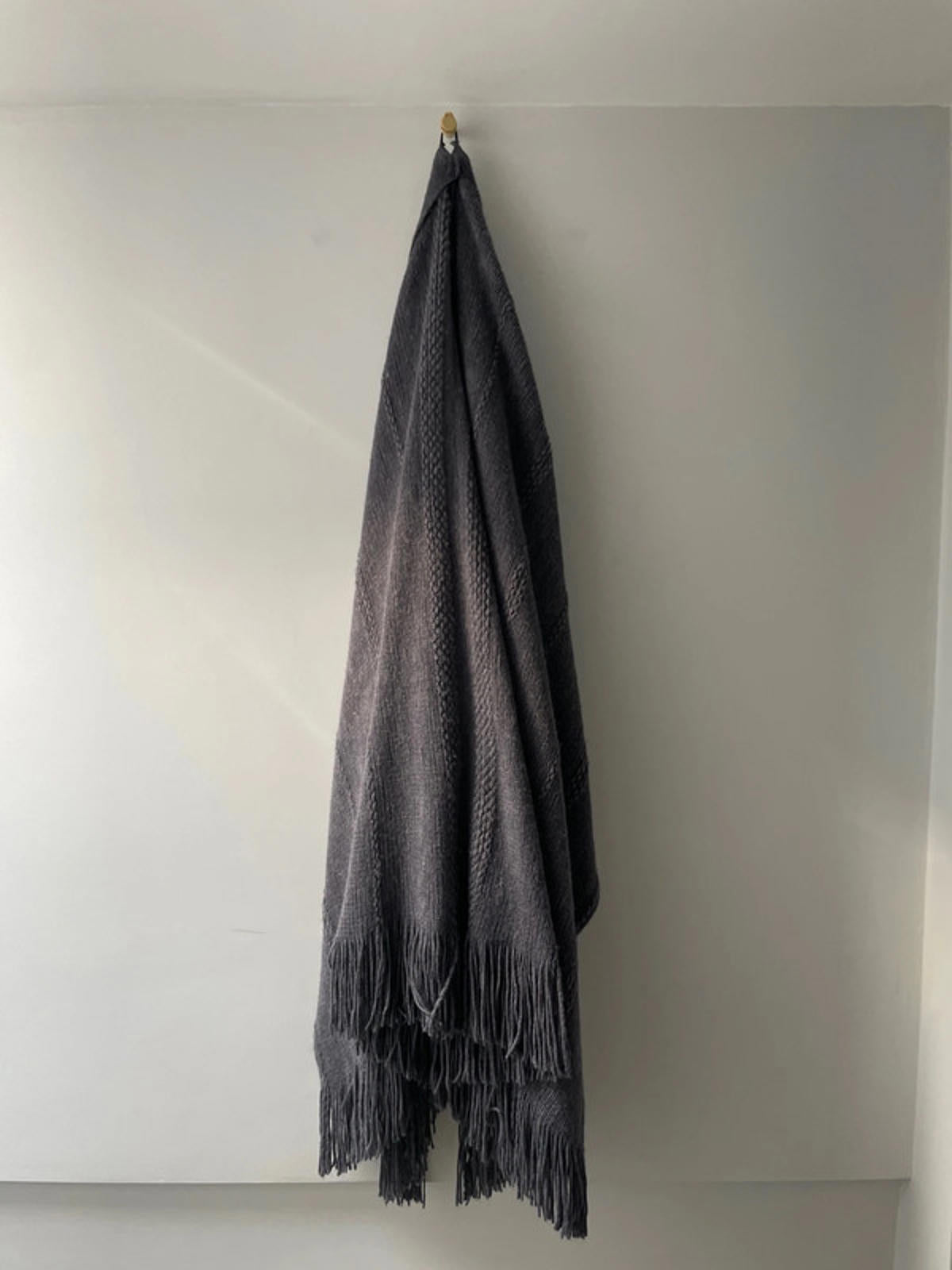 Women’s Cozy Fringed Shawl/Shrug in Charcoal Grey - 2571
