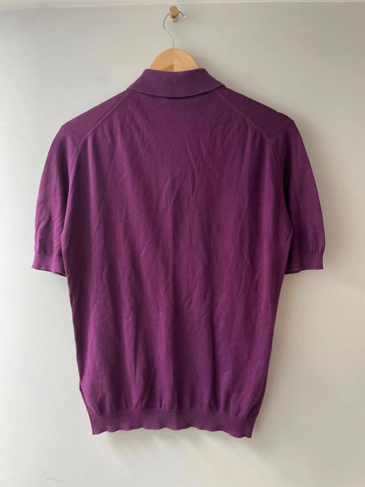 Men’s John Smedley Premium Knitted Polo Shirt Top In Purple - XSmall - 2879