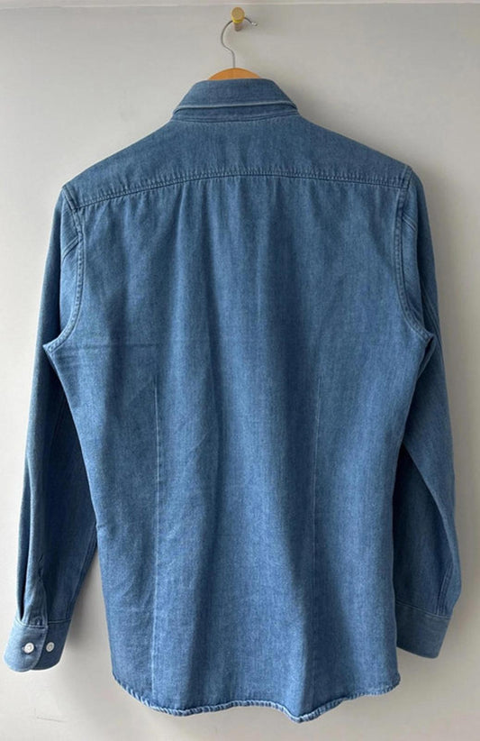Men’s Reiss Slim Fit Oxford Denim Chambray Shirt - Small - 0329