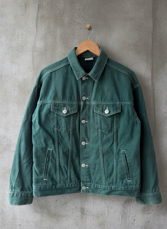 Men’s BDG Urban Outfitters Denim Trucker Jacket Coat In Green - Small - 3828