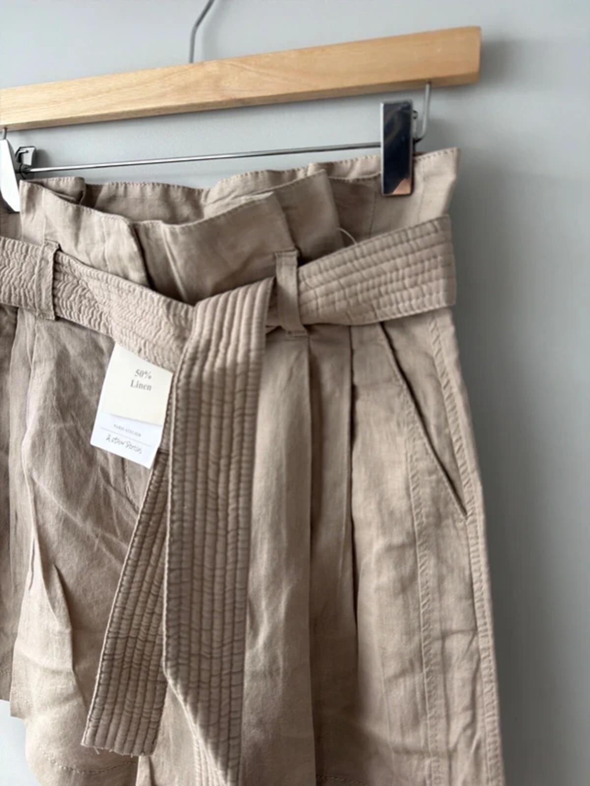 Women’s & Other Stories linen tie front paperbag style shorts - Uk6 - 3445