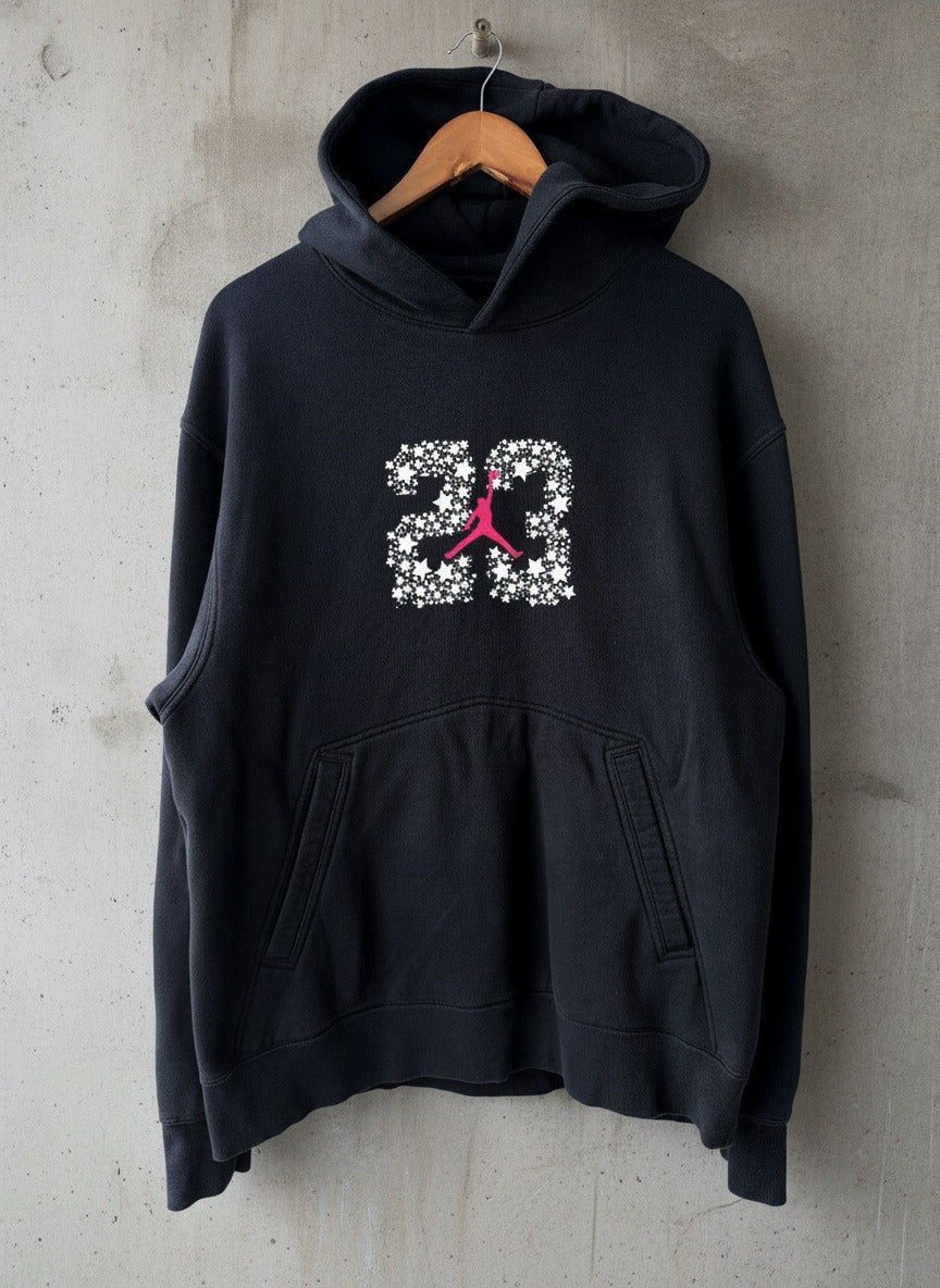 Men’s Jordan 23 Jumpman Logo Hoodie With Floral Design In Black  - Large - 3726