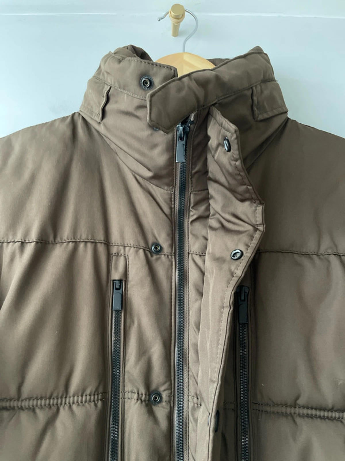 Men’s Zara Hooded Padded Puffer Jacket In Brown - Small - 2495