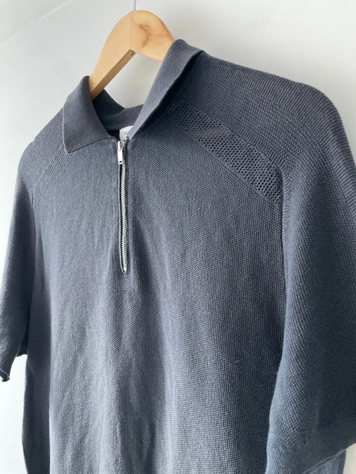 Men’s Reiss 1/4 Zip Premium Knitted Polo Top In Grey - Large - 2514