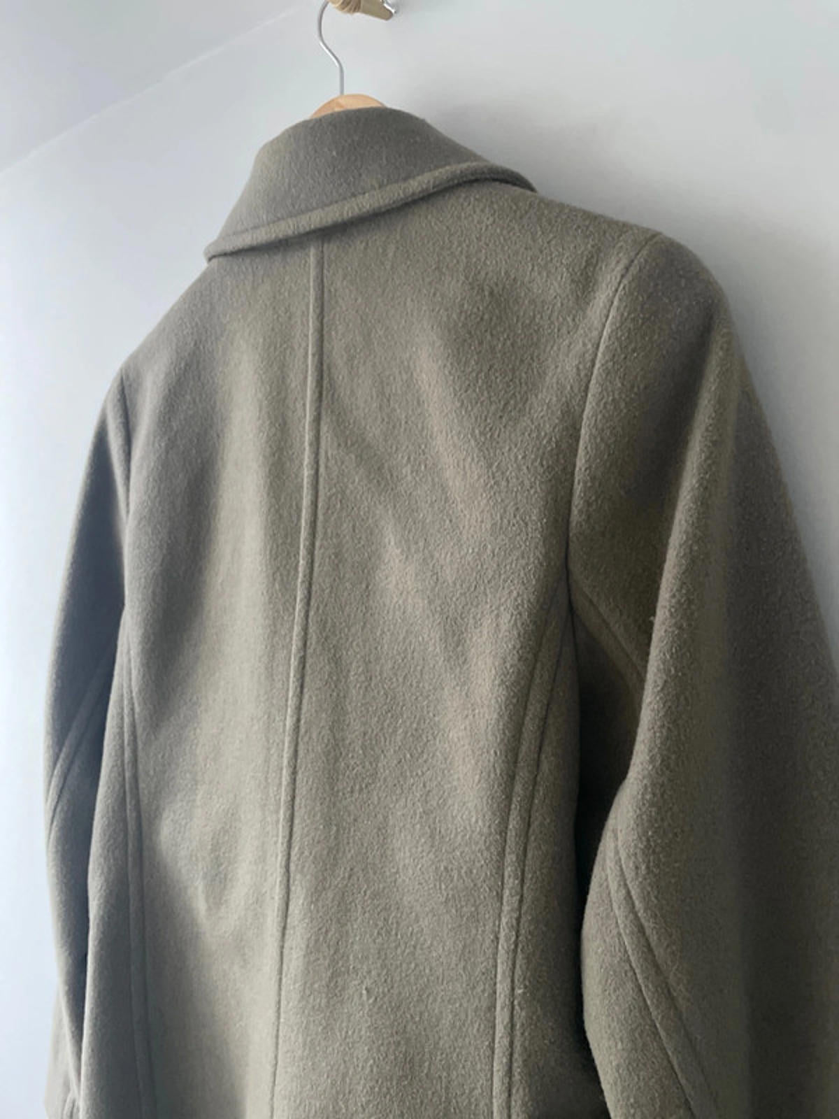 Women’s Uniqlo Double Breasted Wool Jacket Peacoat In Light Khaki - Small - 2566