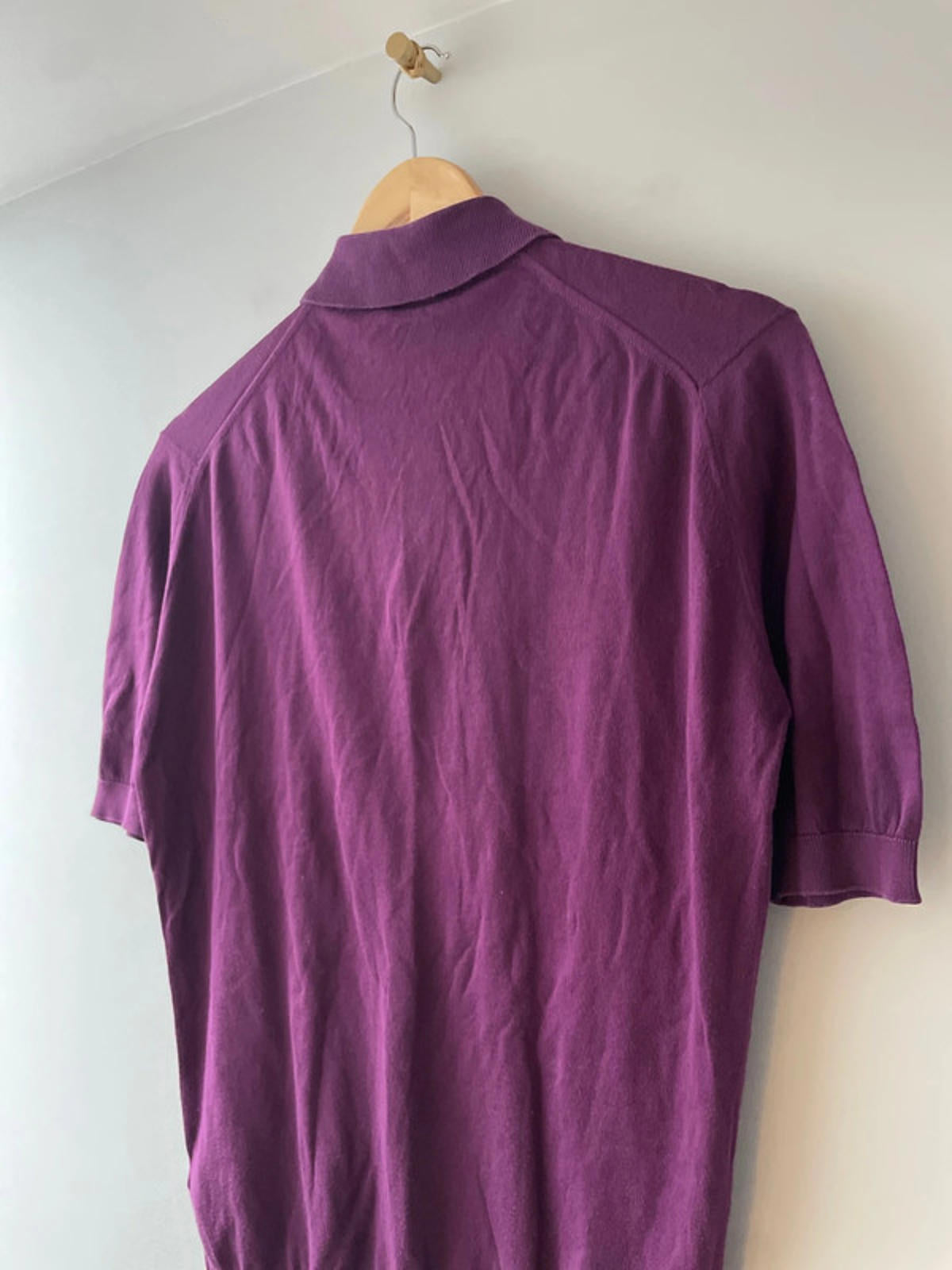Men’s John Smedley Premium Knitted Polo Shirt Top In Purple - XSmall - 2879