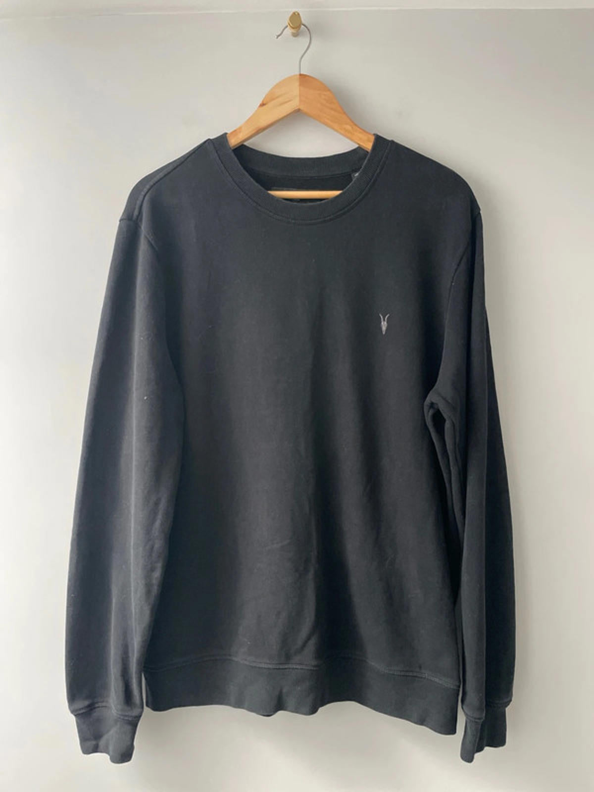 Mens Allsaints Crew Neck Long Sleeve Sweatshirt In Black - Large - 2549