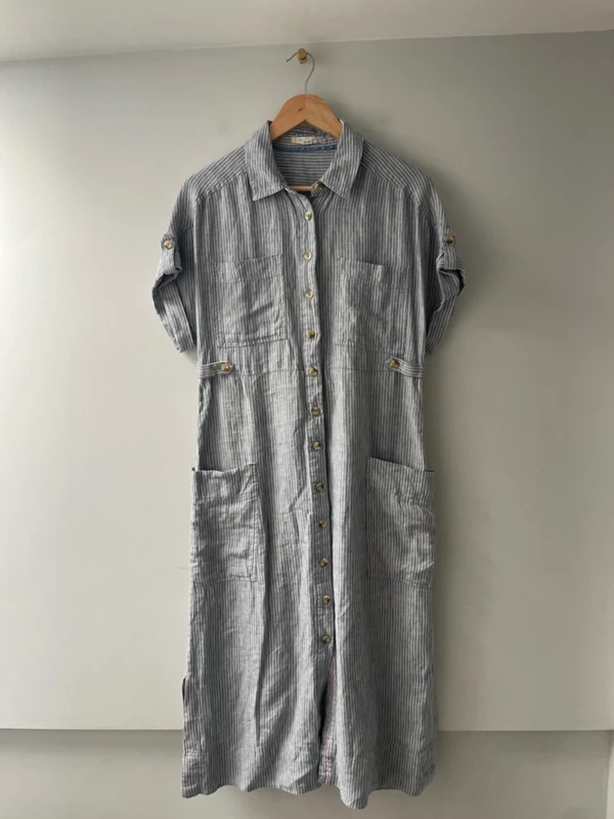 Women’s White Stuff Premium Linen Dress in Blue/white Stripe - UK10 - 3038