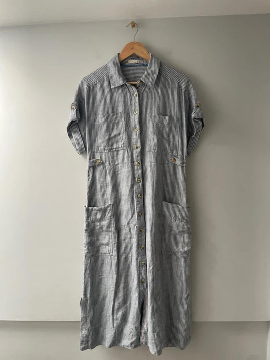 Women’s White Stuff Premium Linen Dress in Blue/white Stripe - UK10 - 3038