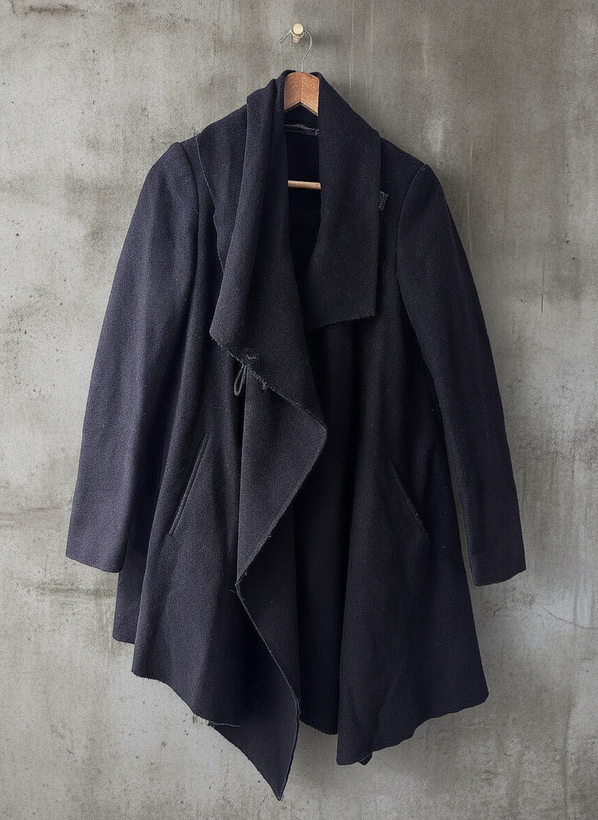 Women’s Allsaints Monument Eve Wool Coat with Metal Closure In Navy -Uk10 - 3725