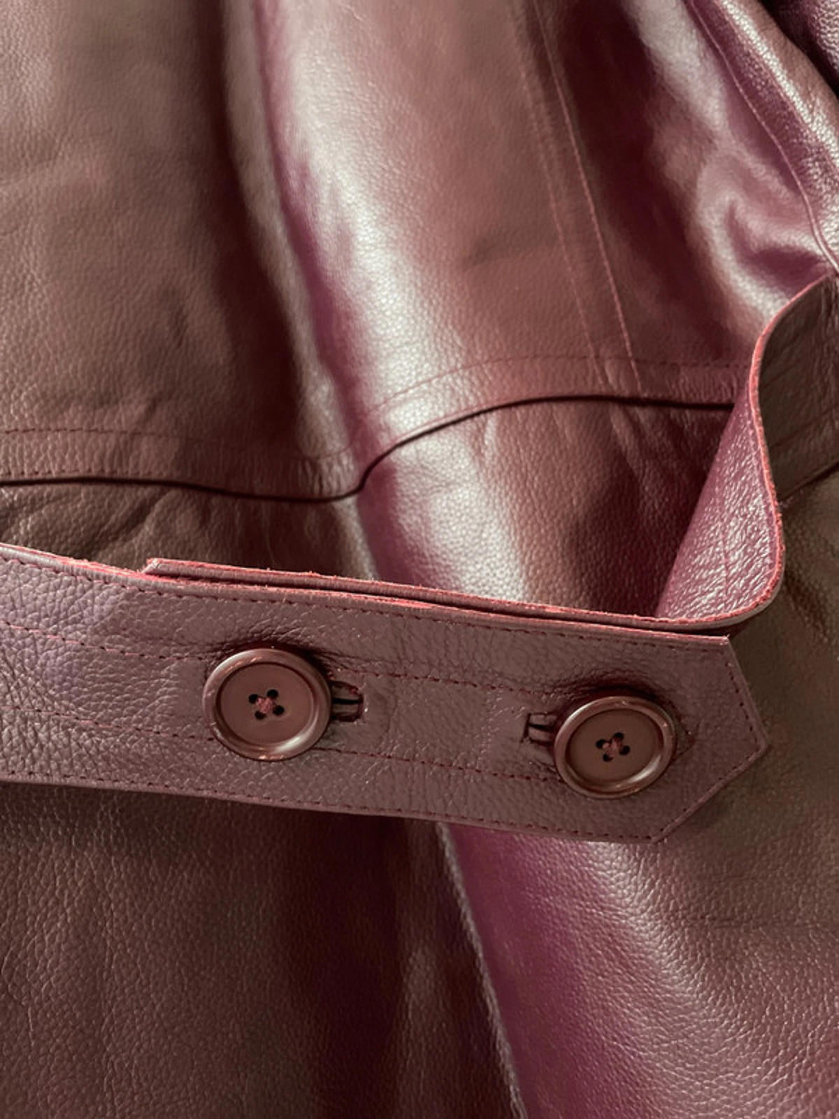 Men’s Infinity Premium Leather Peacoat Jacket In Burgundy - Medium - 2498