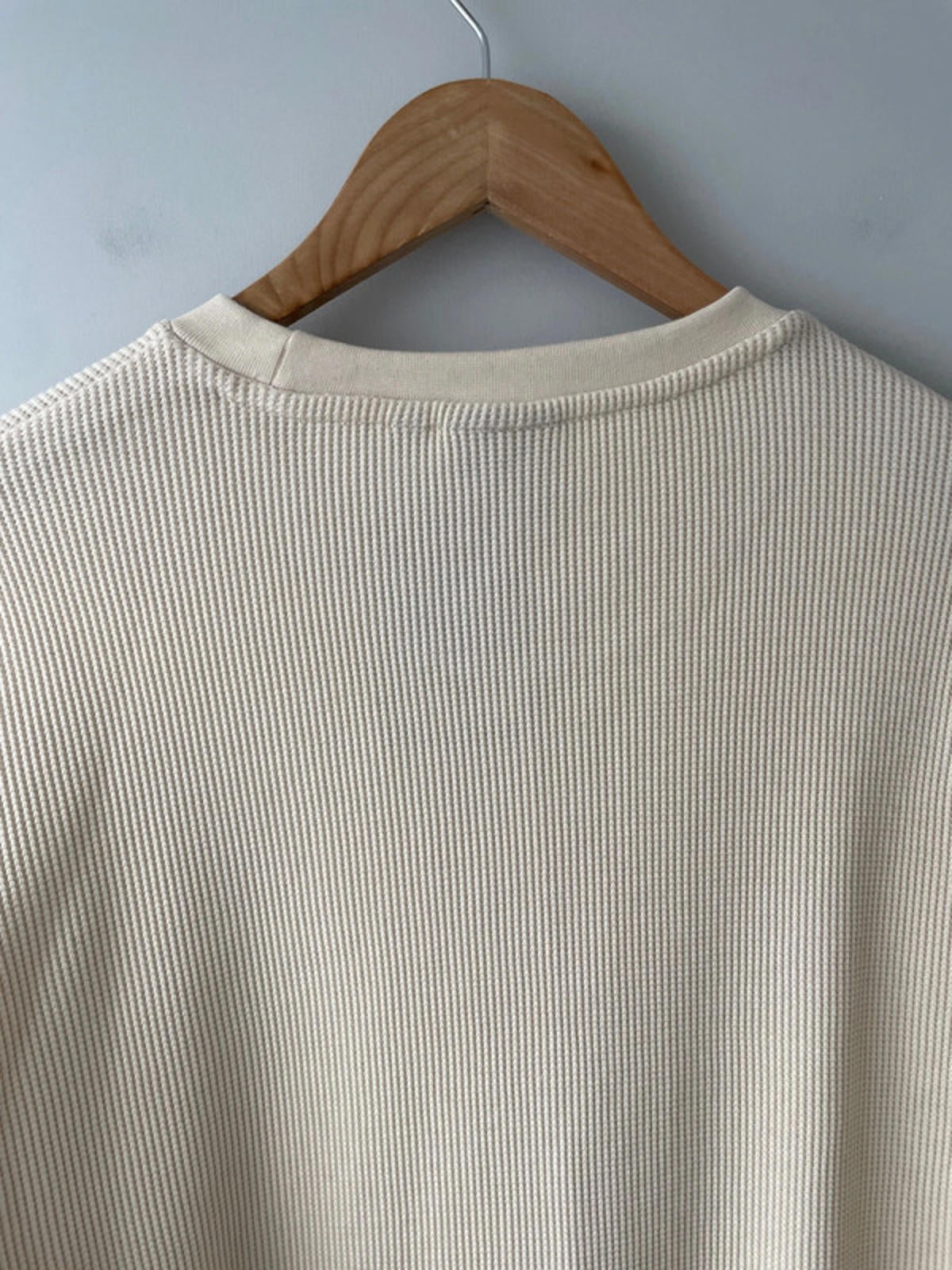 Men’s New Era Waffle Knit Crew Neck Long Sleeve Jumper in Cream - Small - 2335