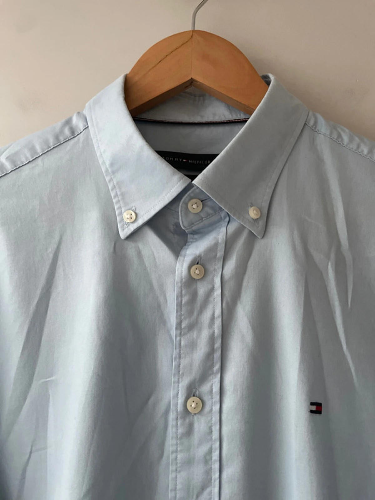 Men’s Tommy Hilfiger THFlex Regular Fit Long Sleeve Shirt In Blue - Medium -2757