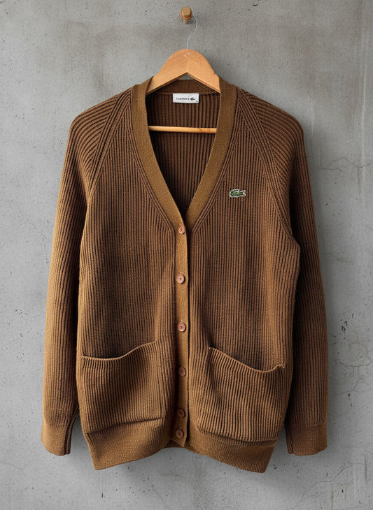 Men’s Lacoste Premium Wool Cardigan In Brown - Small - 3804