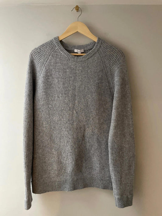 Men’s Reiss Premium Wool And Alpaca Crew Neck Ribbed Jumper In Grey - Small - 2534