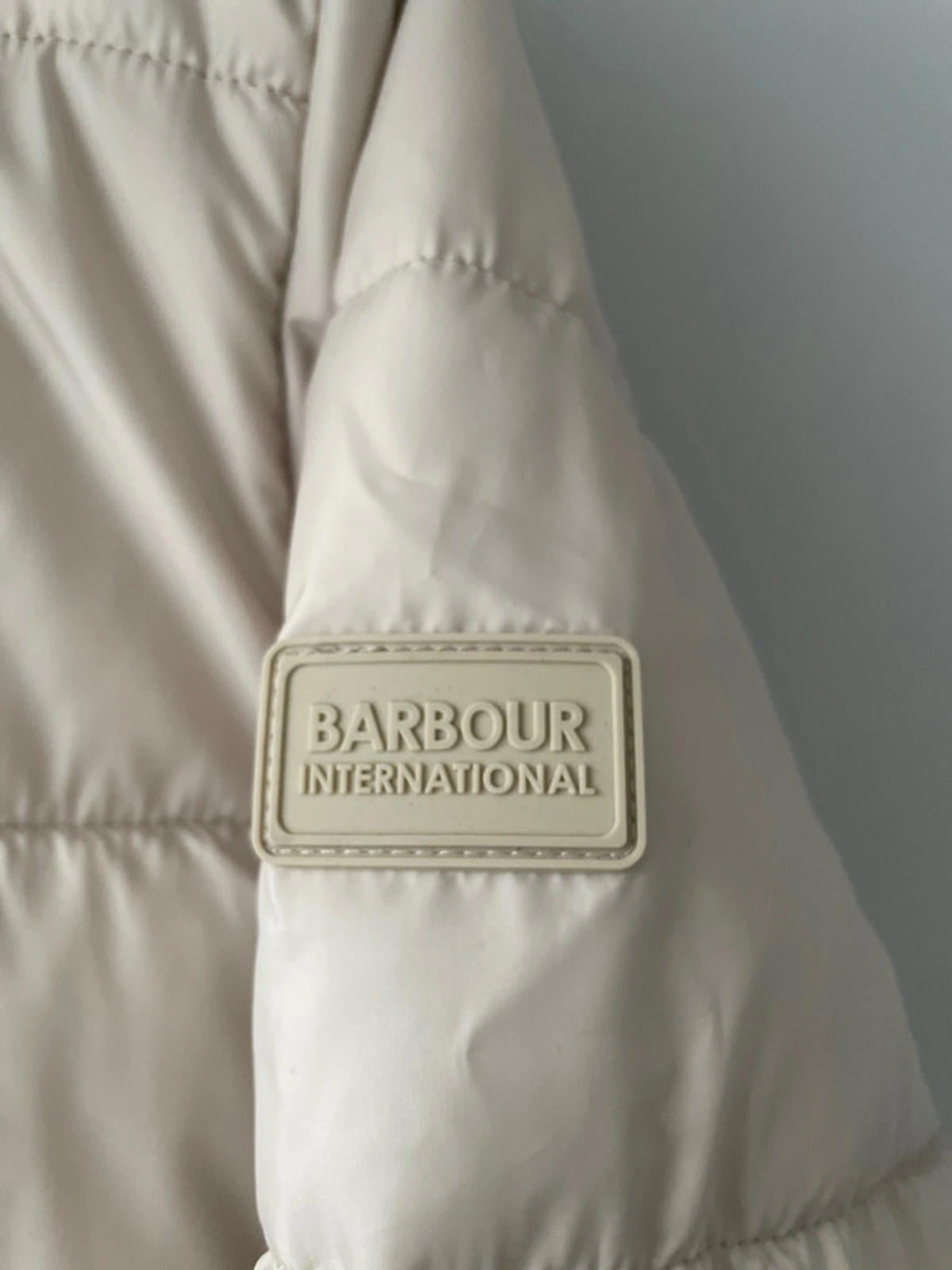 Women’s Barbour International Lisbon Padded Hooded Puffer Jacket In Cream - UK 8 - 2433