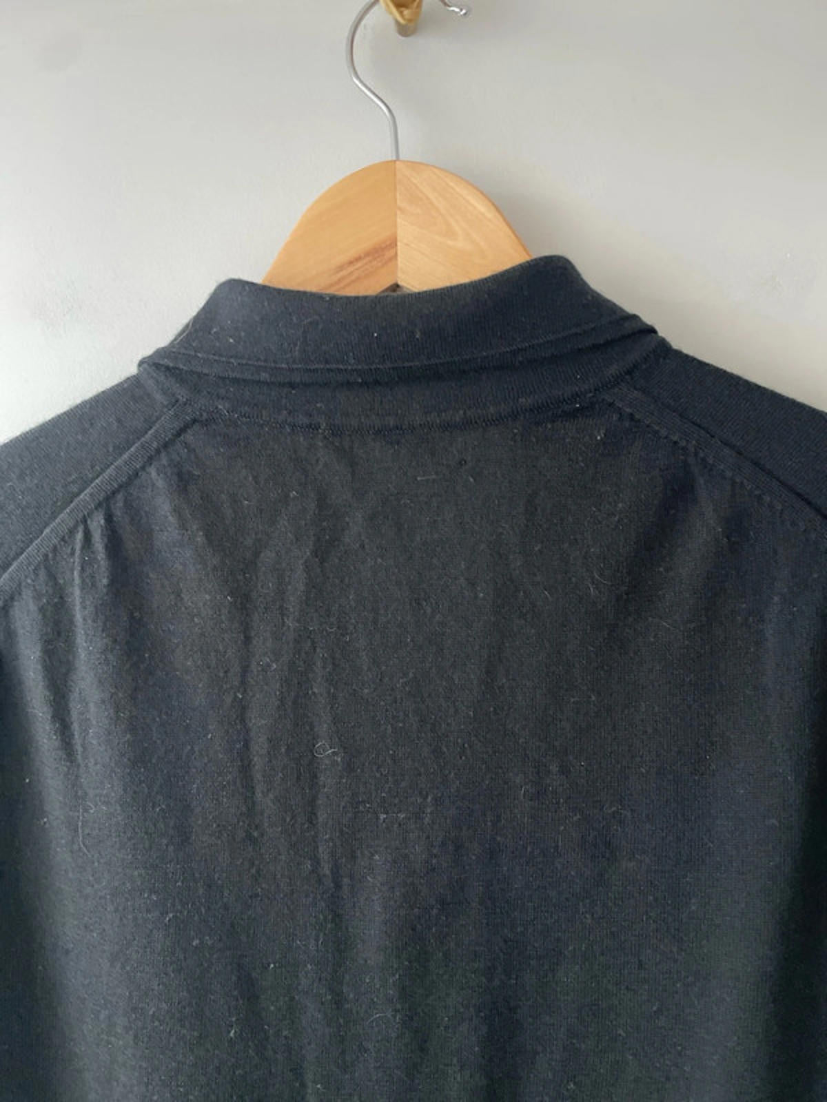 Men’s Reiss Premium Wool Knitted Polo Top In Black - Large - 2880