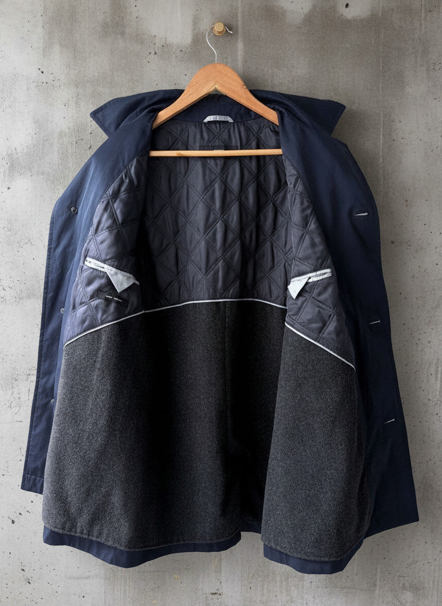 Men’s Hugo Boss Water Repellent Overcoat Jacket In Navy - Medium - 3827