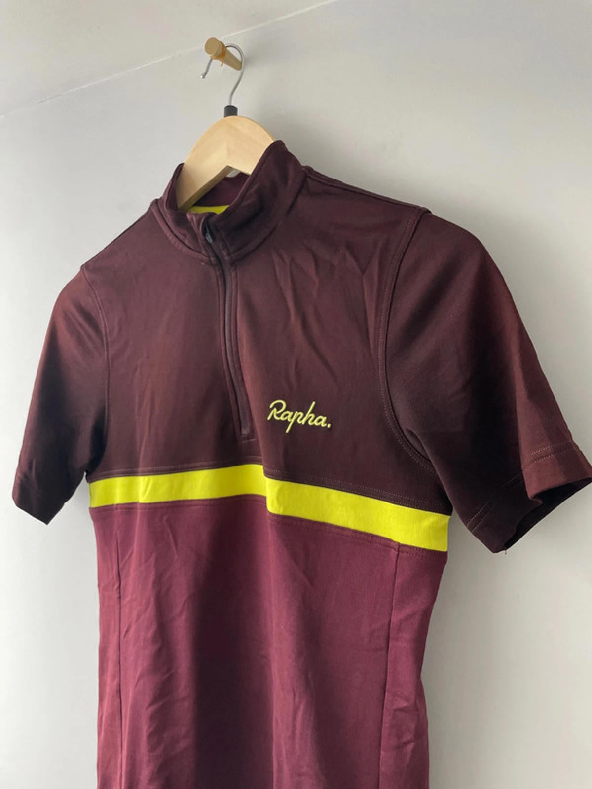 Men’s Rapha Club Merino Wool Cycling Jersey Top In Burgundy - Small - 2317