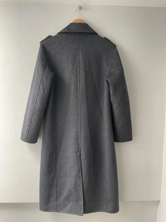 Women’s Lansboter 100% Wool Military Overcoat In Grey - Uk10 - 2389