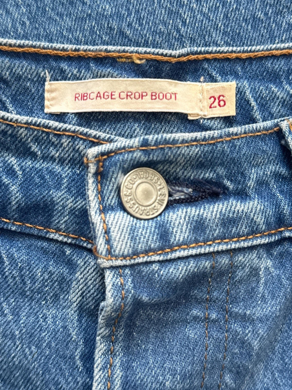 Women’s Levi’s Ribcage Crop Bootcut High Waisted Jeans In Navy - W26 / L27 -1311