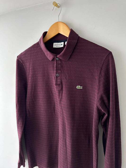 Men’s Lacoste regular fit stripped long sleeve pole top -  Small