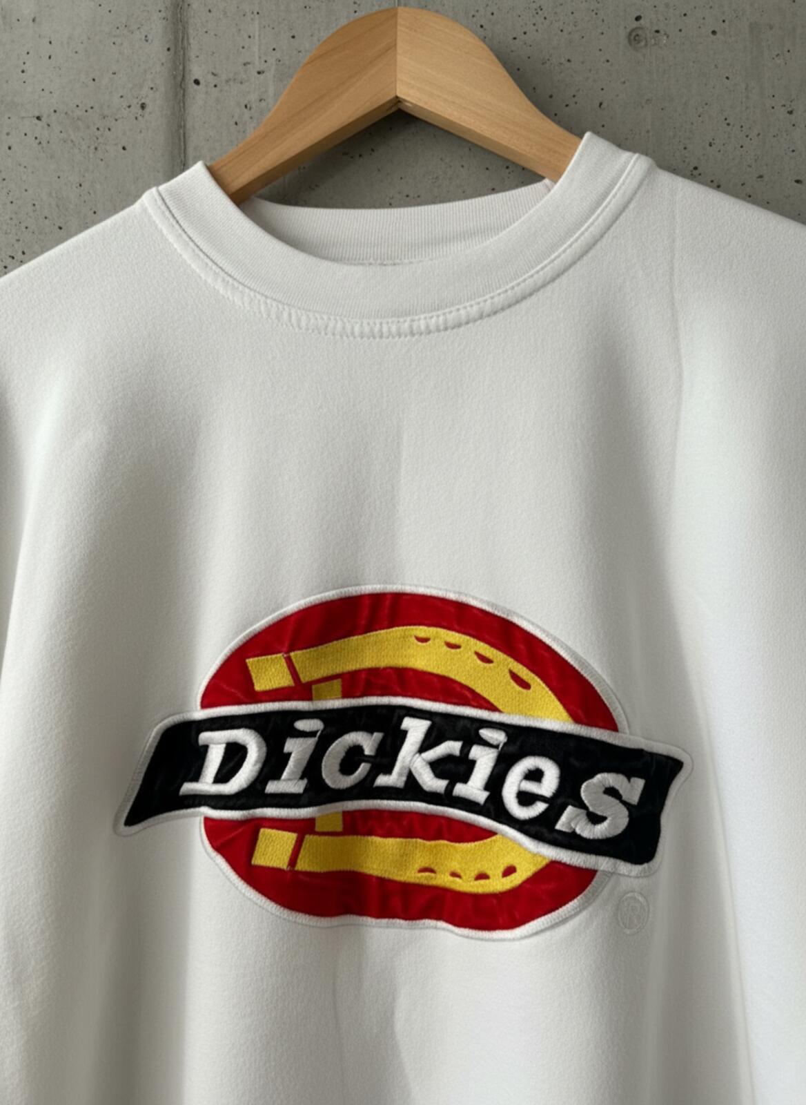 Women’s Dickies Vintage 80's Crew Neck Sweatshirt Top In Off White - Large -3411