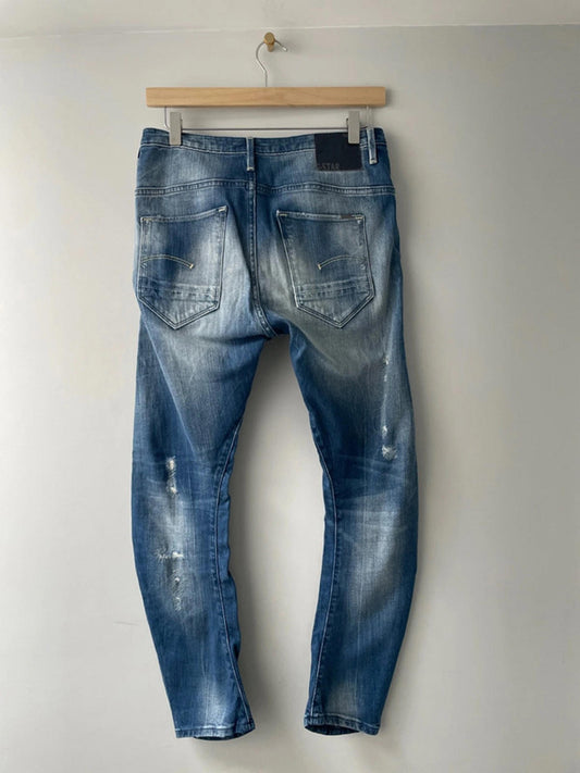 Womens G-Star Arc Fit Original Raw Denim Distressed Effect Jeans - W25/L30 -2217