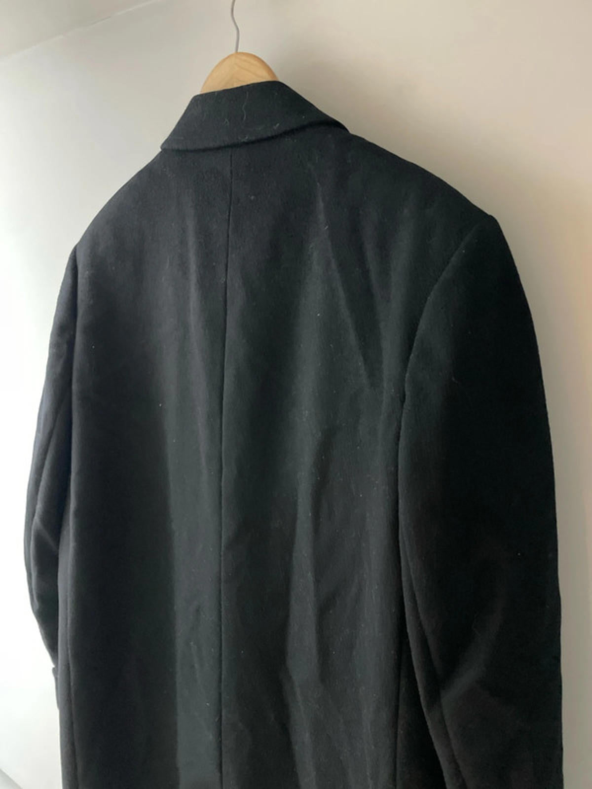 Men’s Aquascutim 100% Wool Single Breasted Trench Coat In Black - Large - 2578