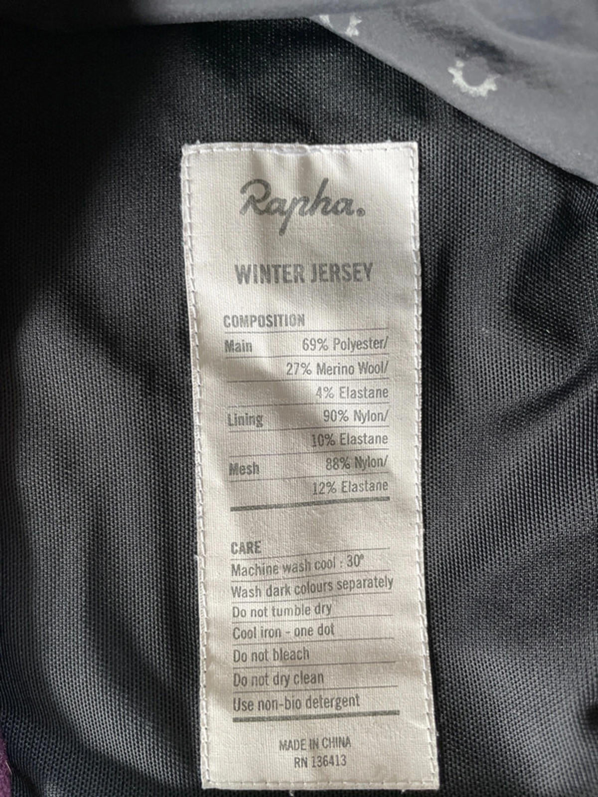 Men’s Rapha Long Sleeve Winter Cycling Jersey Merino Wool in Purple - XSmall- 2096