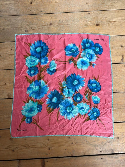 Jacqmar London Vintage Premium Silk Floral Print Headscarf Bandanna - 3339