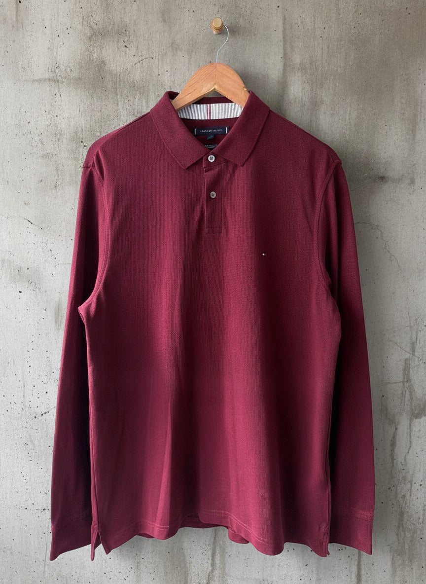 Men’s Tommy Hilfiger The 1985 Regular Fit Polo Shirt In Burgundy - XLarge - 3826
