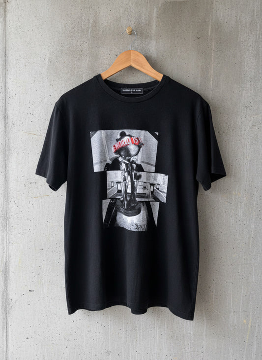Men’s Maniere De Voir Printed Crew Neck T-shirt In Black - Medium - 3381