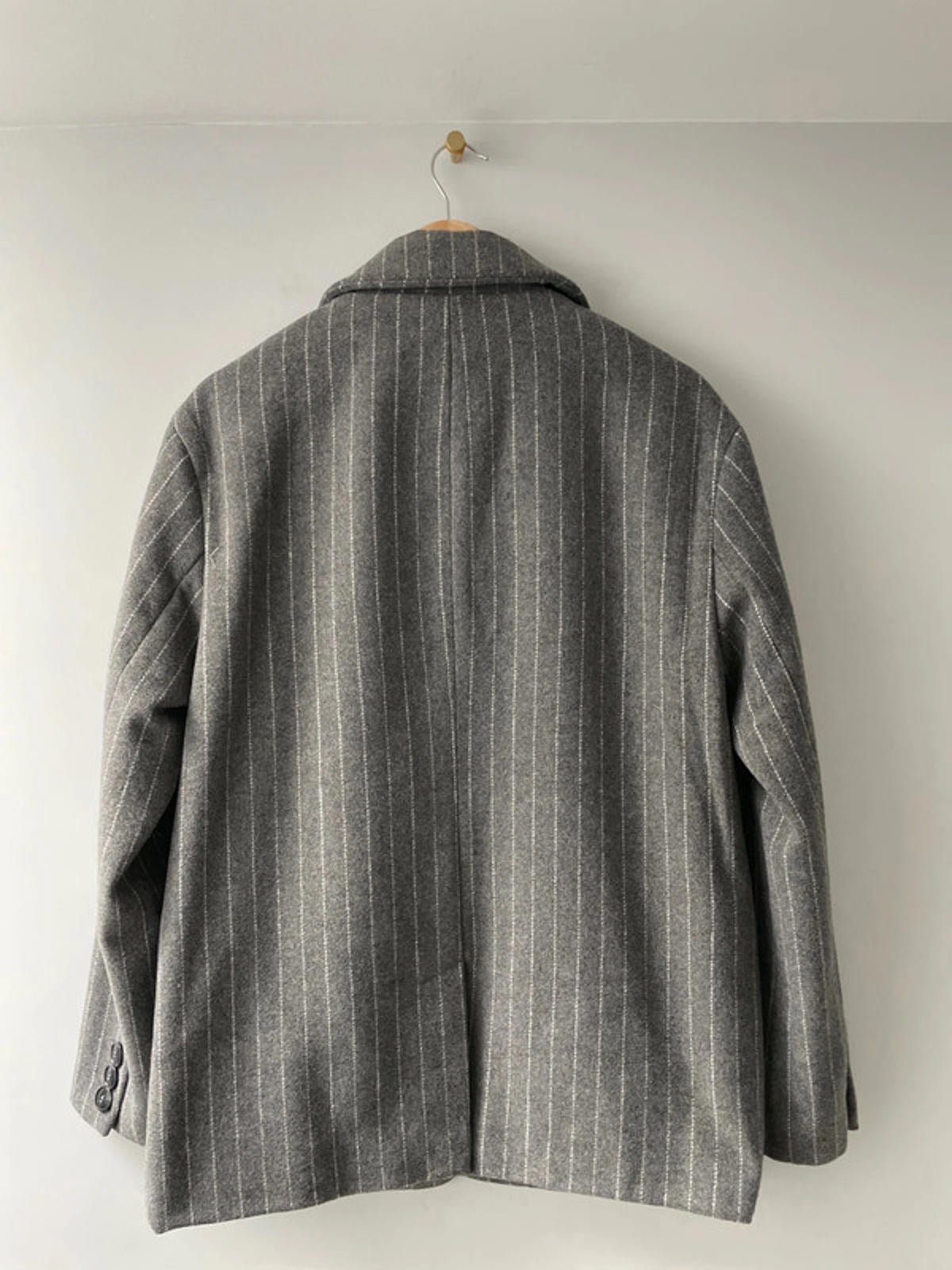 Women’s JDY Pine stripe 100% Wool Oversized Blazer Jacket In Grey - Small - 2331