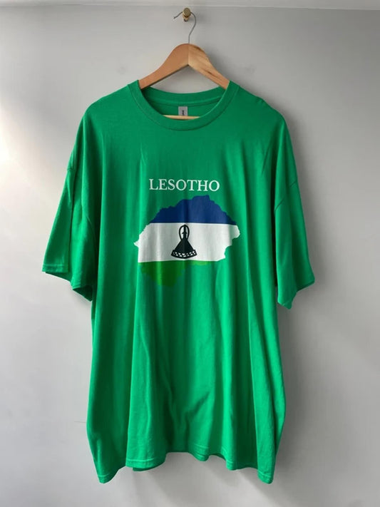 Men’s Gildan Lesotho Flag T-shirt in Bright Green - XXLarge - 3078