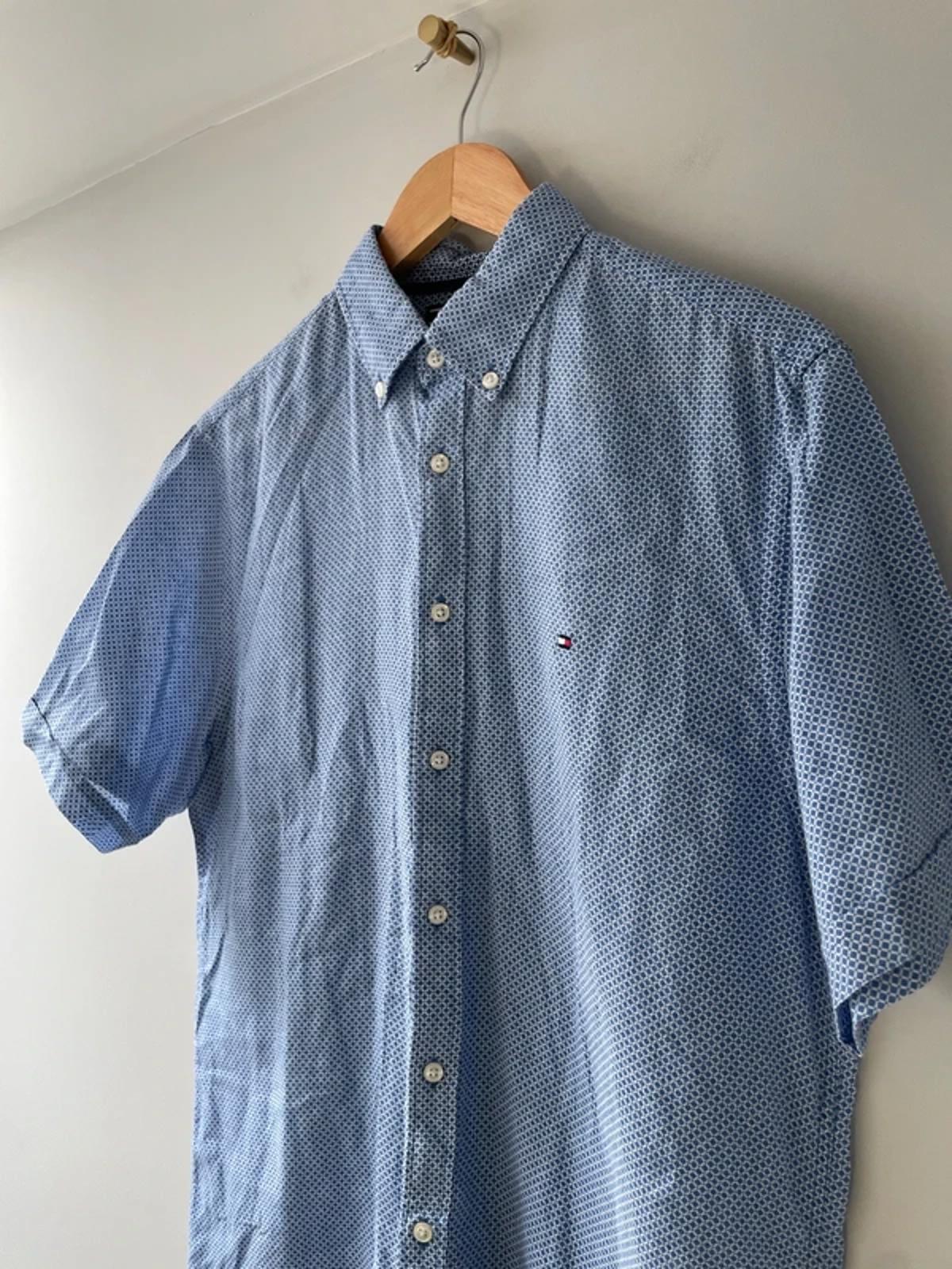 Men’s Tommy Hilfiger Premium Linen Short Sleeve Shirt In Blue - Small - 3017