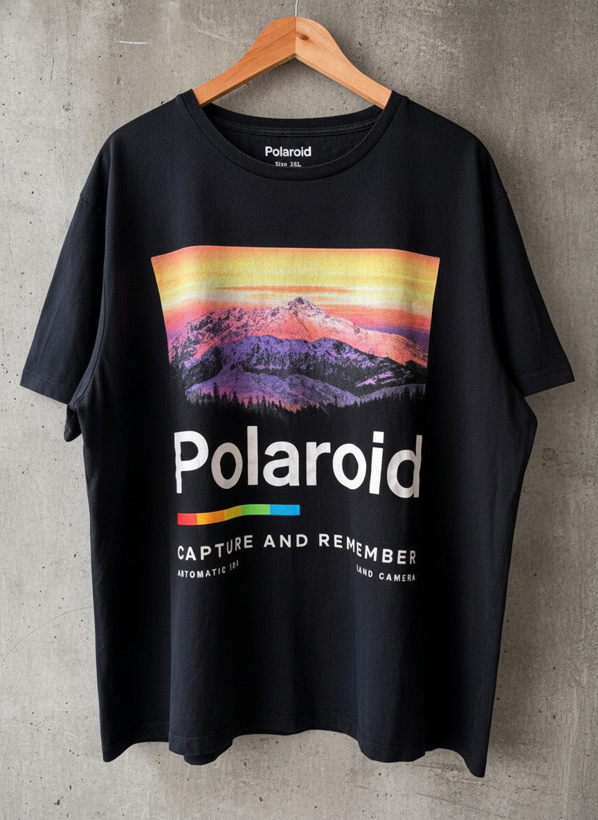 Men’s Polaroid Oversized Fit Graphic T-Shirt In Black - XXLarge - 3580