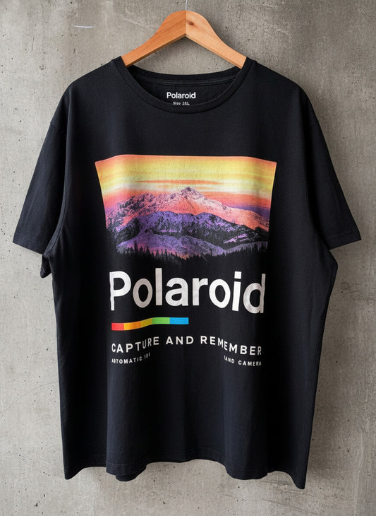 Men’s Polaroid Oversized Fit Graphic T-Shirt In Black - XXLarge - 3580
