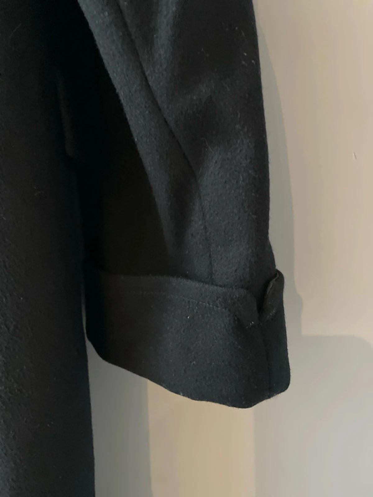 Men’s Aquascutim 100% Wool Single Breasted Trench Coat In Black - Large - 2578