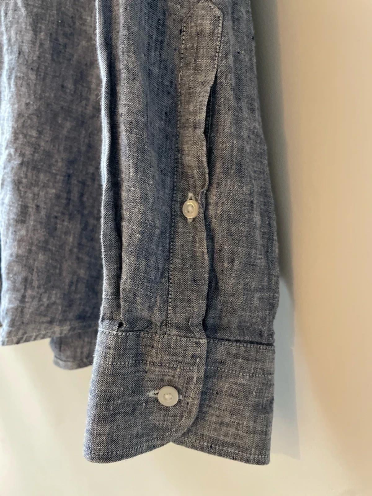 Men’s Reiss 100% Slub Linen Long Sleeve Shirt in Blue - Large - 2928