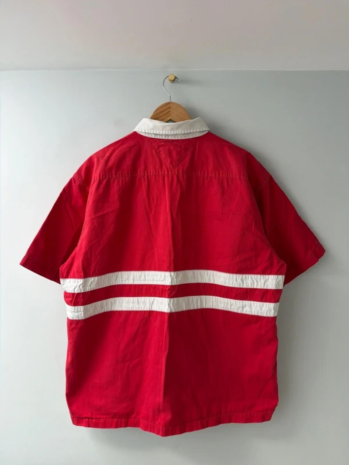 Men’s Tommy Hilfiger oversized fit short sleeve rugby polo top in red - xlarge - 3425