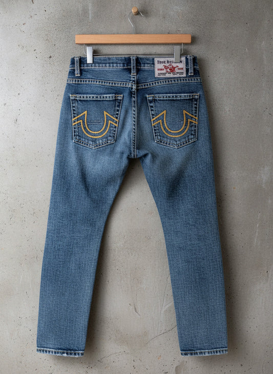 Mens True Religion Made In The U.S.A Slim Fit Jeans In Blue - W32/L29 - 3319