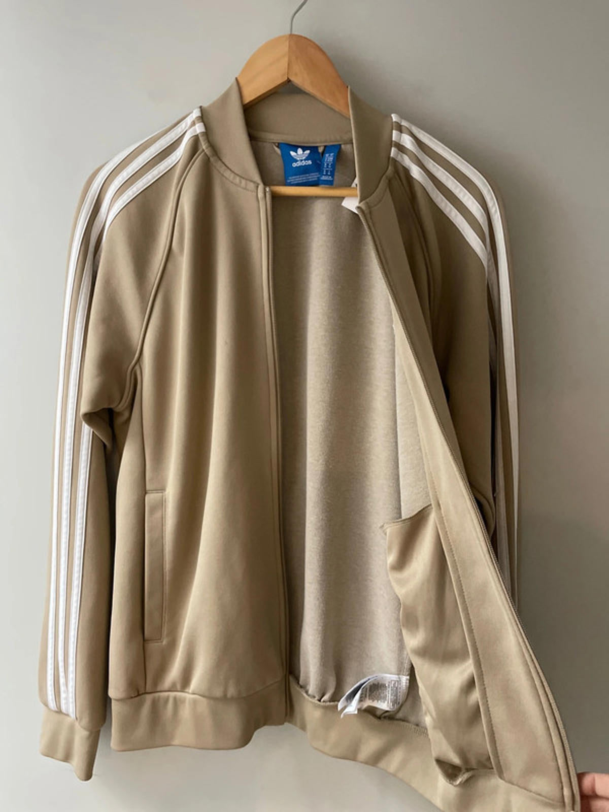 Women’s Adidas Track Jacket Full Zip In Beige - Medium - 2537