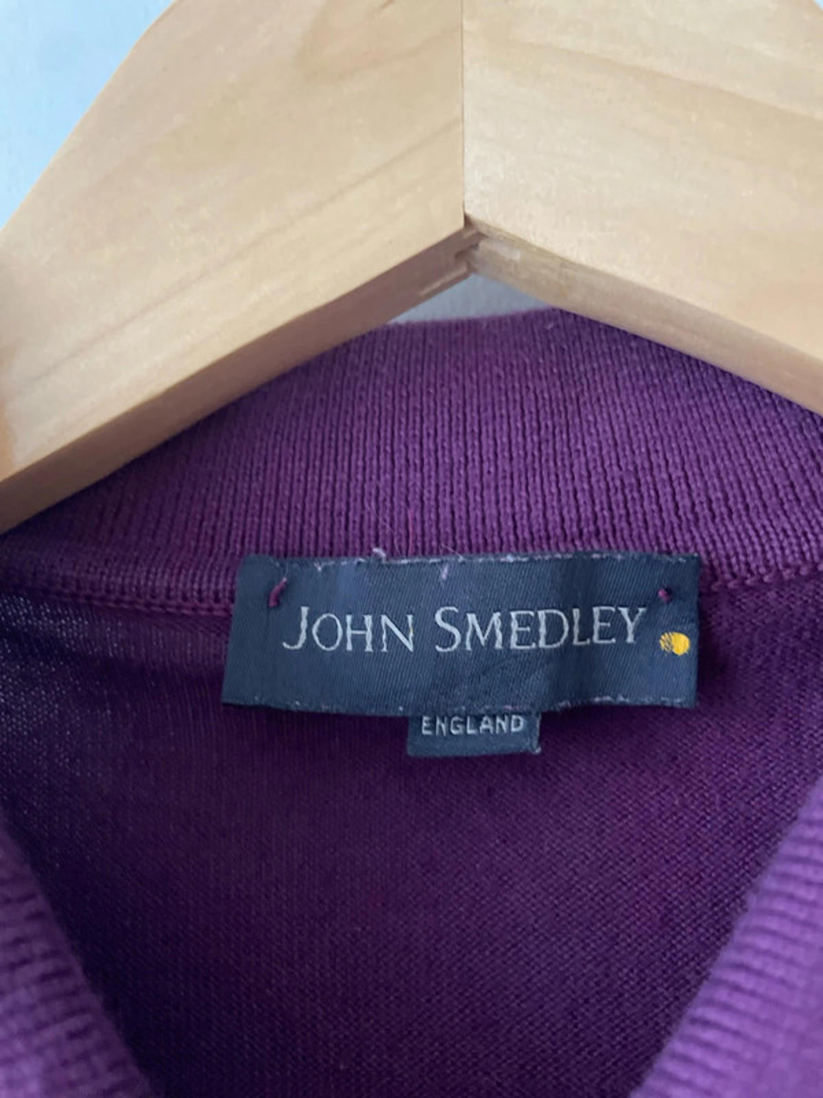 Men’s John Smedley Premium Knitted Polo Shirt Top In Purple - XSmall - 2879