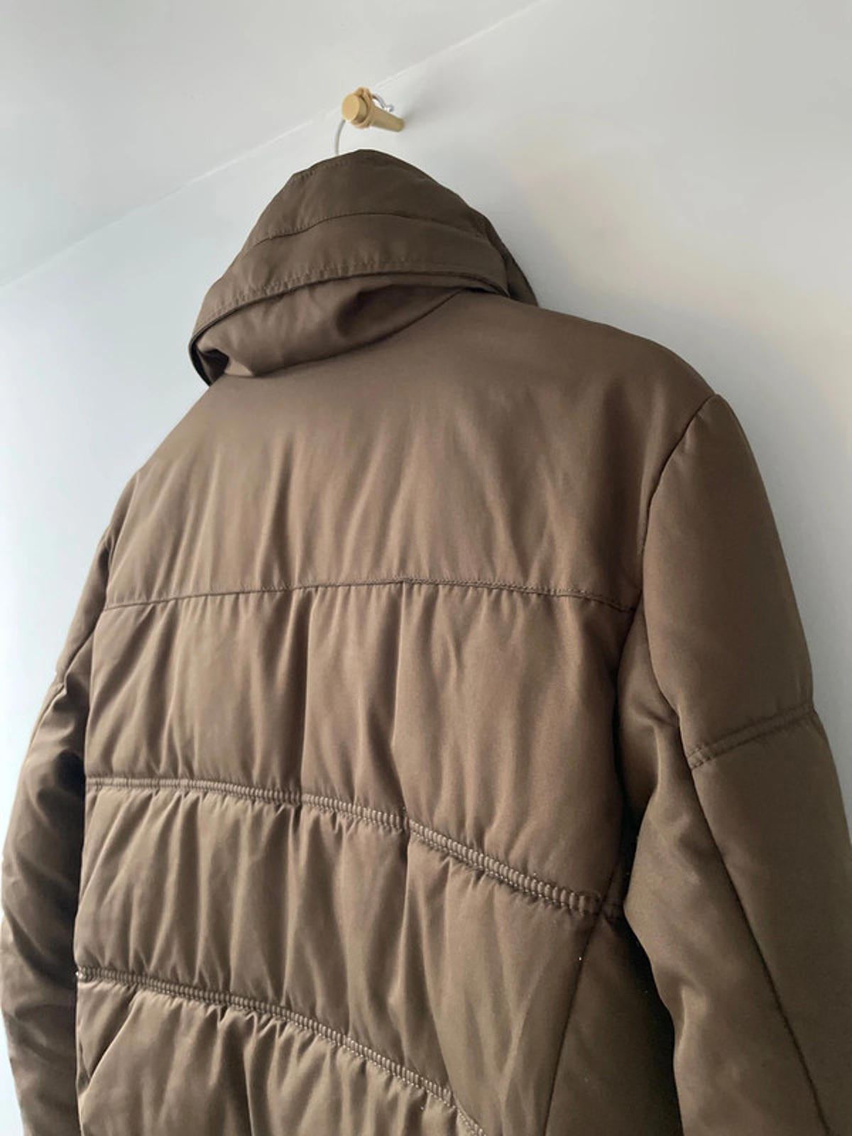 Men’s Zara Hooded Padded Puffer Jacket In Brown - Small - 2495