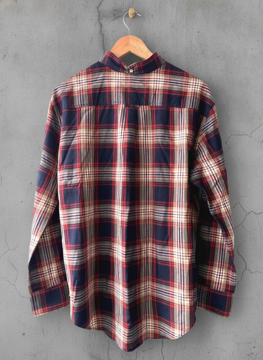Women’s Gant Flannel Checked Oversized Fit Brushed Cotton Shirt in Blue/Red - UK10 - 2993